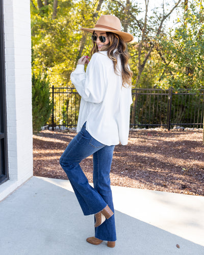 Emma Collared Button Down Top - Off White