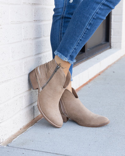 Olivia Zip Up Booties - Tan