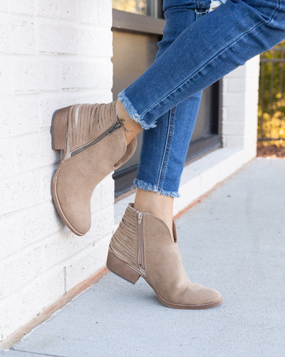 Olivia Zip Up Booties - Tan