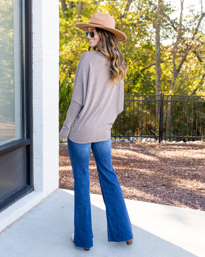 Willow Boat Neck Dolman Sleeve Top - Camel Multi