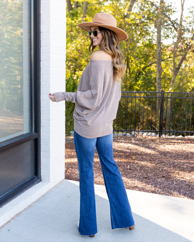 Willow Boat Neck Dolman Sleeve Top - Camel Multi