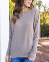Willow Boat Neck Dolman Sleeve Top - Camel Multi