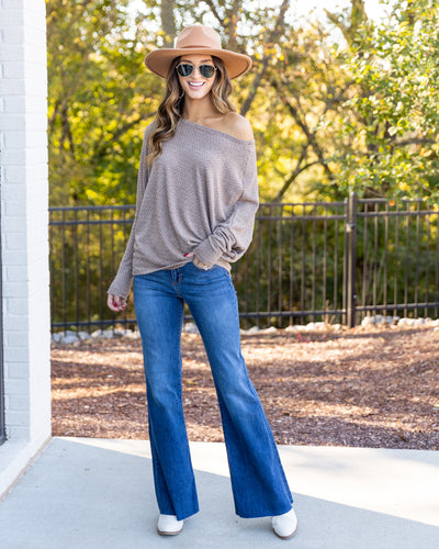 Willow Boat Neck Dolman Sleeve Top - Camel Multi