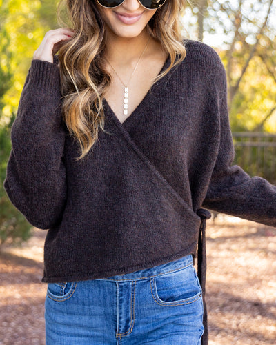 Hadlee Wrap Sweater - Chocolate