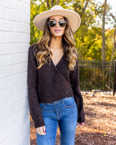 Hadlee Wrap Sweater - Chocolate