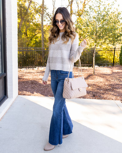 Velma Striped Sweater - Taupe