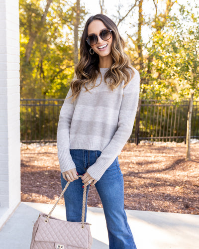 Velma Striped Sweater - Taupe