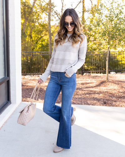 Velma Striped Sweater - Taupe