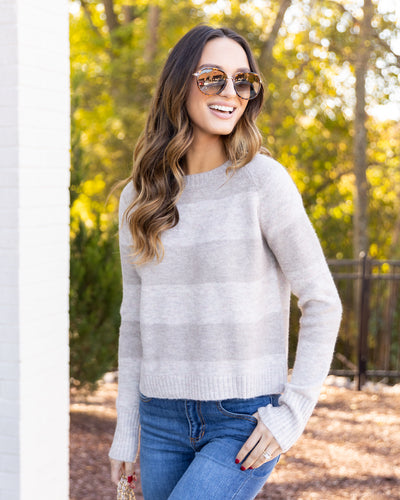 Velma Striped Sweater - Taupe