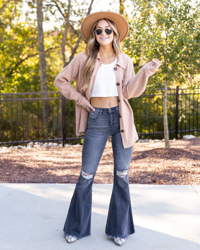 Margot Button Down Pocketed Cardigan - Camel