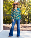 Adele Floral Blouse - Teal