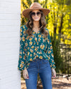 Adele Floral Blouse - Teal