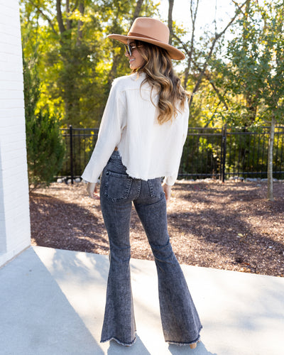 Martina Button Down Pocket Henley - Cream