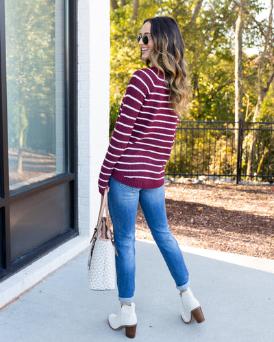 Levi Striped Sweater - Burgundy