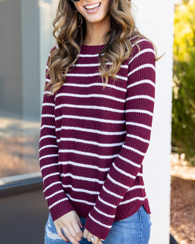 Levi Striped Sweater - Burgundy