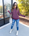 Levi Striped Sweater - Burgundy