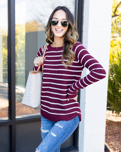 Levi Striped Sweater - Burgundy