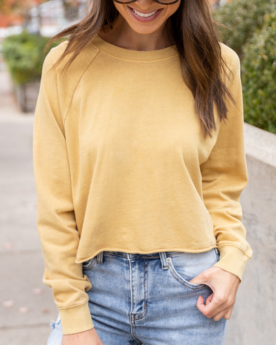 Hudson Cropped Pullover - Light Mustard