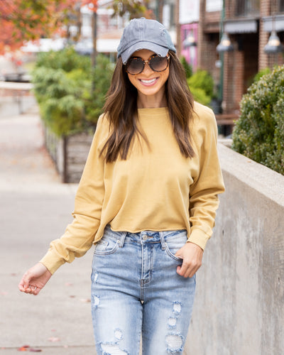 Hudson Cropped Pullover - Light Mustard