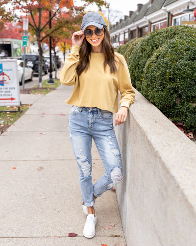 Hudson Cropped Pullover - Light Mustard
