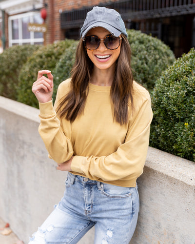 Hudson Cropped Pullover - Light Mustard