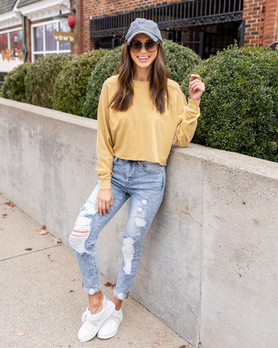 Hudson Cropped Pullover - Light Mustard