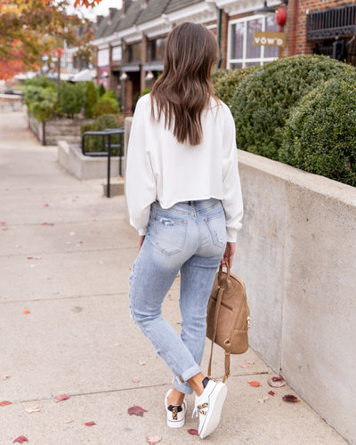 Sierra Cropped Pullover - White