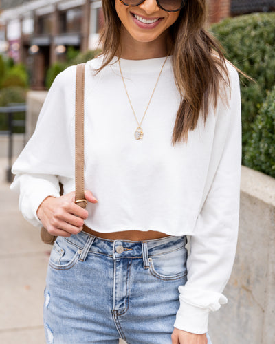 Sierra Cropped Pullover - White