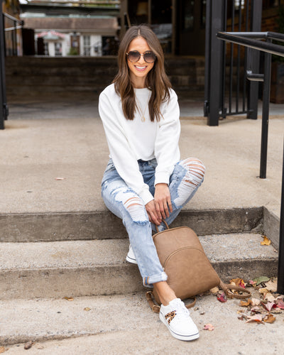 Sierra Cropped Pullover - White