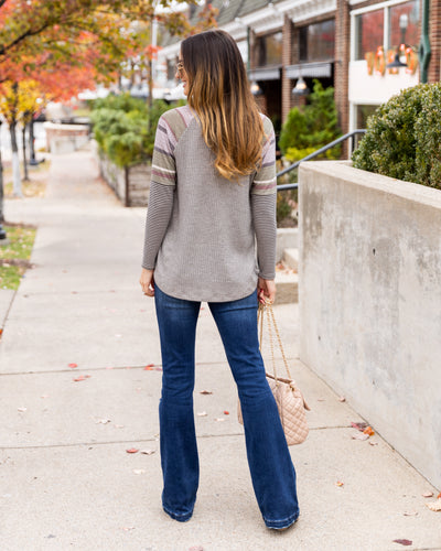 Jenna Waffle Knit Pocket Top - Grey