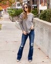 Jenna Waffle Knit Pocket Top - Grey