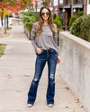Jenna Waffle Knit Pocket Top - Grey