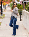 Jenna Waffle Knit Pocket Top - Grey