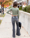 Zola Fitted Ribbed Cutout Cropped Top - Sage