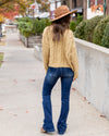 Rachel Cowl Neck Cable Knit Sweater - Light Mustard