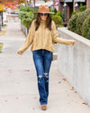 Rachel Cowl Neck Cable Knit Sweater - Light Mustard