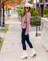 Rachel Cowl Neck Cable Knit Sweater - Mauve