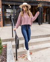 Rachel Cowl Neck Cable Knit Sweater - Mauve