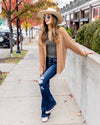 Josie Cable Knit Ribbed Cardigan - Tan