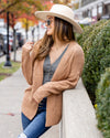 Josie Cable Knit Ribbed Cardigan - Tan