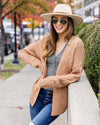 Josie Cable Knit Ribbed Cardigan - Tan