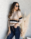 Claire Striped Ribbed Sweater - Tan