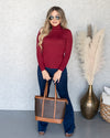 Ashton Fitted Turtleneck - Burgundy