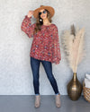 Reese Floral Swiss Dot Top - Burnt Red