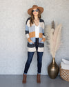 Willow Color Block Pocketed Cardigan - Charcoal