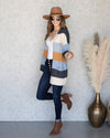Willow Color Block Pocketed Cardigan - Charcoal