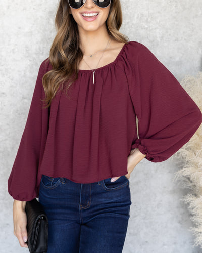 Lakelyn Back Tie Blouse - Burgundy