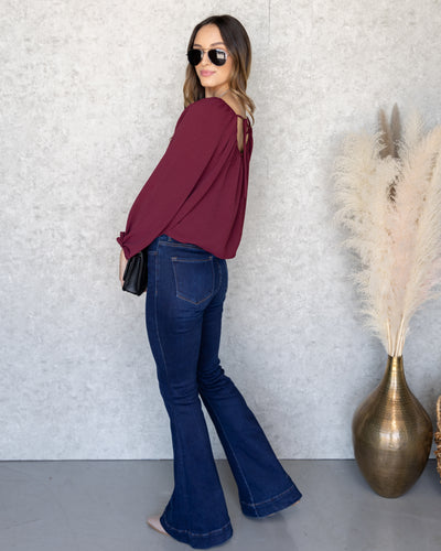 Lakelyn Back Tie Blouse - Burgundy