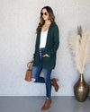 Parker Waffle Knit Pocketed Cardigan - Hunter Green