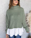 Vera Mock Neck Sweater Blouse - Olive